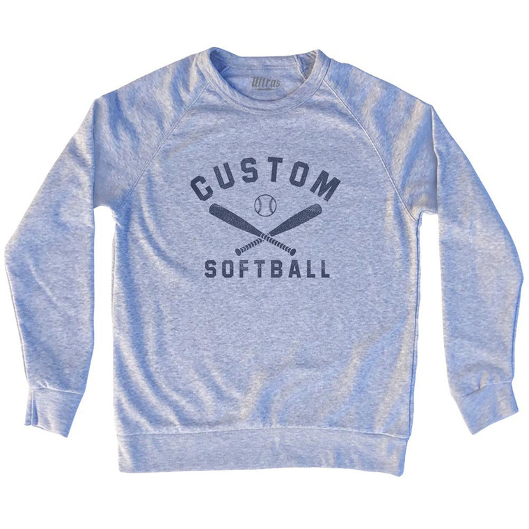 Custom Softball Adult Tri-Blend Sweatshirt - Grey Heather