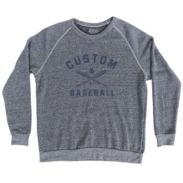 Custom Baseball Adult Tri-Blend Sweatshirt - Athletic Grey