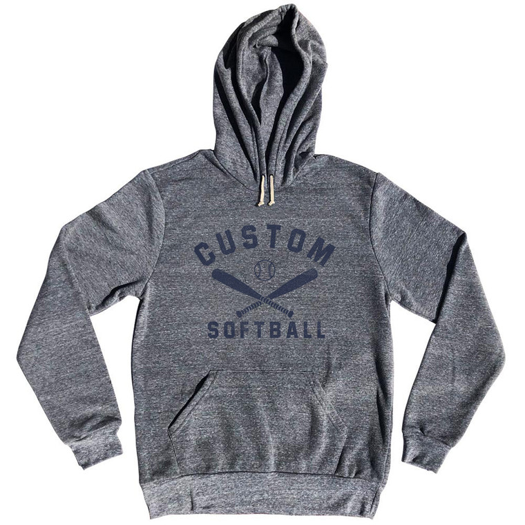 Custom Softball Tri-Blend Hoodie - Athletic Grey