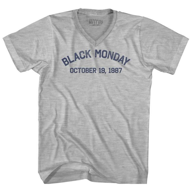 Black Monday October 19, 1987 Adult Cotton V-neck T-shirt - Grey Heather