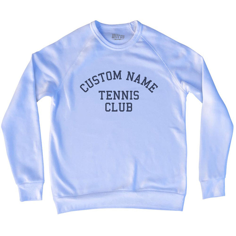 Custom Name Tennis Club Text Adult Tri-Blend Sweatshirt - White