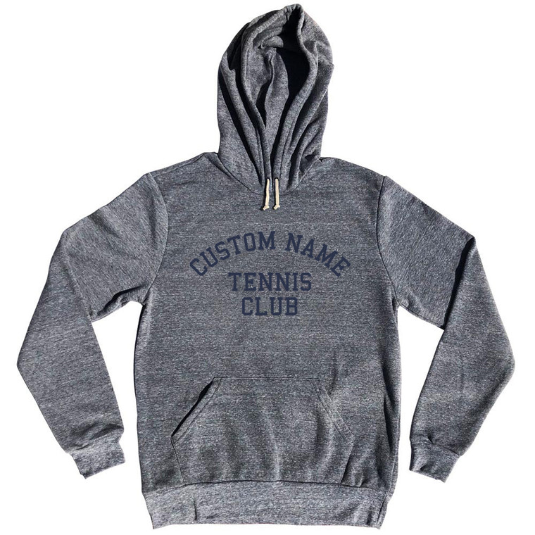 Custom Name Tennis Club Text Tri-Blend Hoodie - Athletic Grey