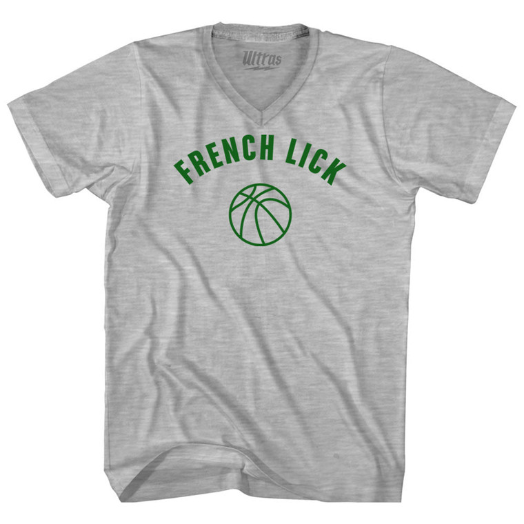 French Lick Basketball Adult Cotton V-neck T-shirt - Grey Heather