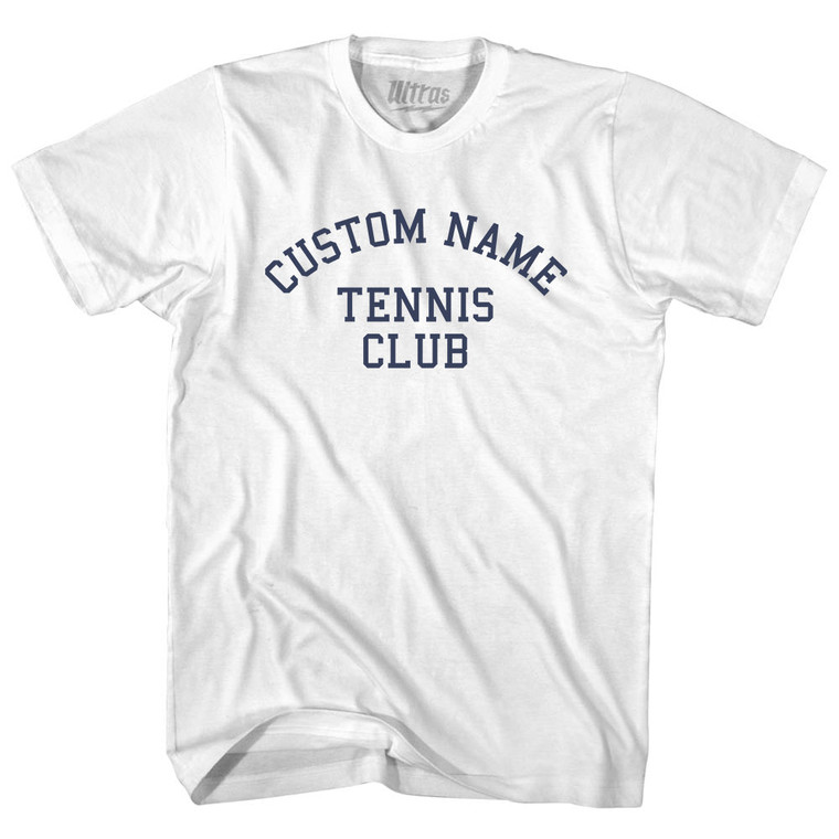 Custom Name Tennis Club Text Womens Cotton Junior Cut T-Shirt - White