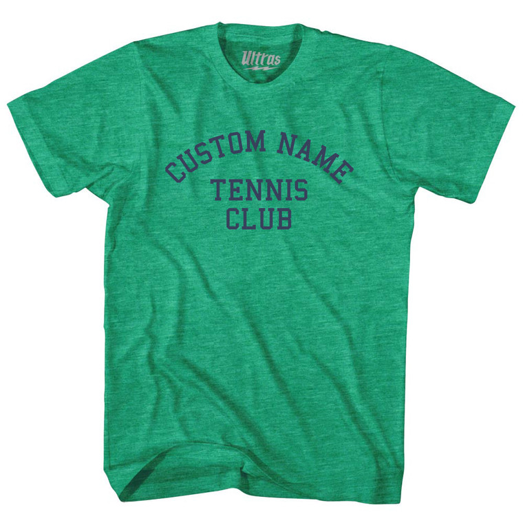 Custom Name Tennis Club Text Adult Tri-Blend T-shirt - Athletic Green