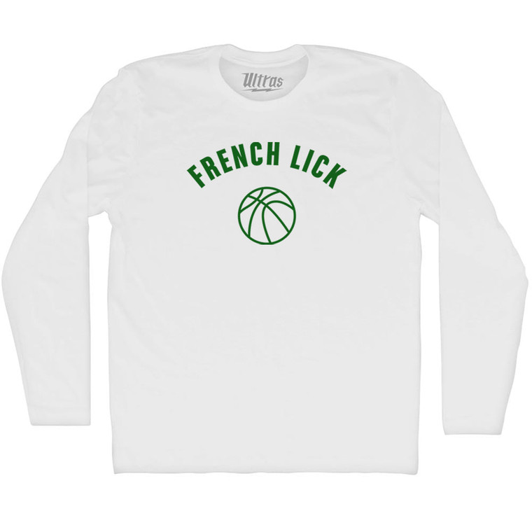 French Lick Basketball Adult Cotton Long Sleeve T-shirt - White