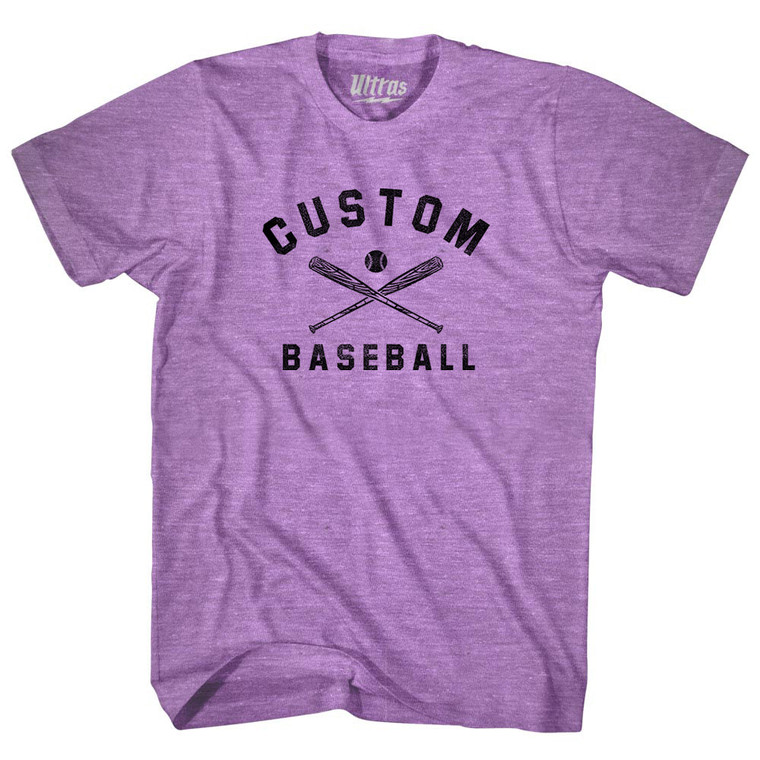 Custom Baseball Adult Tri-Blend T-shirt - Athletic Purple