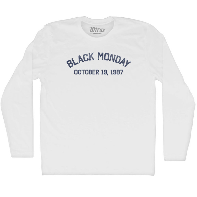 Black Monday October 19, 1987 Adult Cotton Long Sleeve T-shirt - White