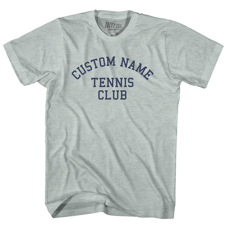 Custom Name Tennis Club Text Adult Tri-Blend T-shirt - Athletic Cool Grey