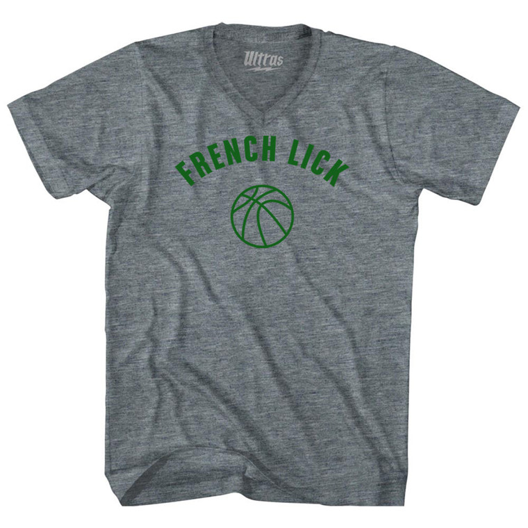 French Lick Basketball Adult Tri-Blend V-neck T-shirt - Athletic Grey