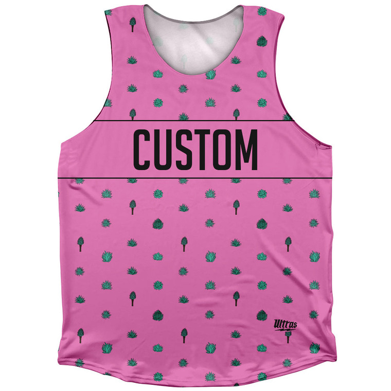 Tequilla Pattern Finish Line Custom Athletic Tank Top - Hot Pink