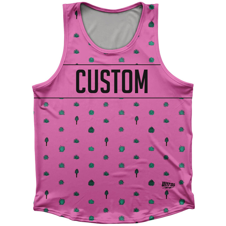 Tequilla Pattern Finish Line Custom Athletic Sport Tank Top Made In USA - Hot Pink