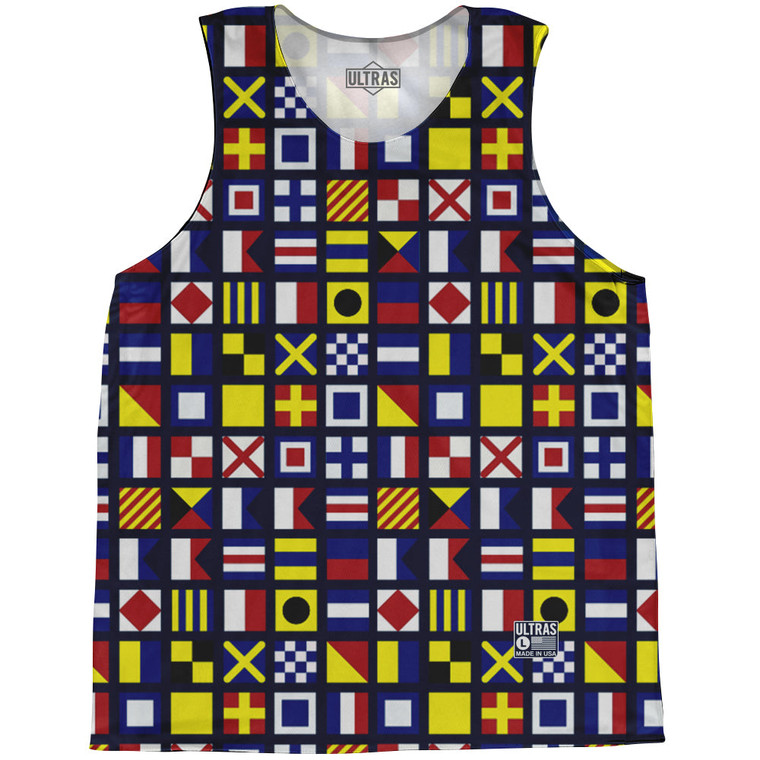 Sailing Nautical Flags Basketball Singlets - Navy