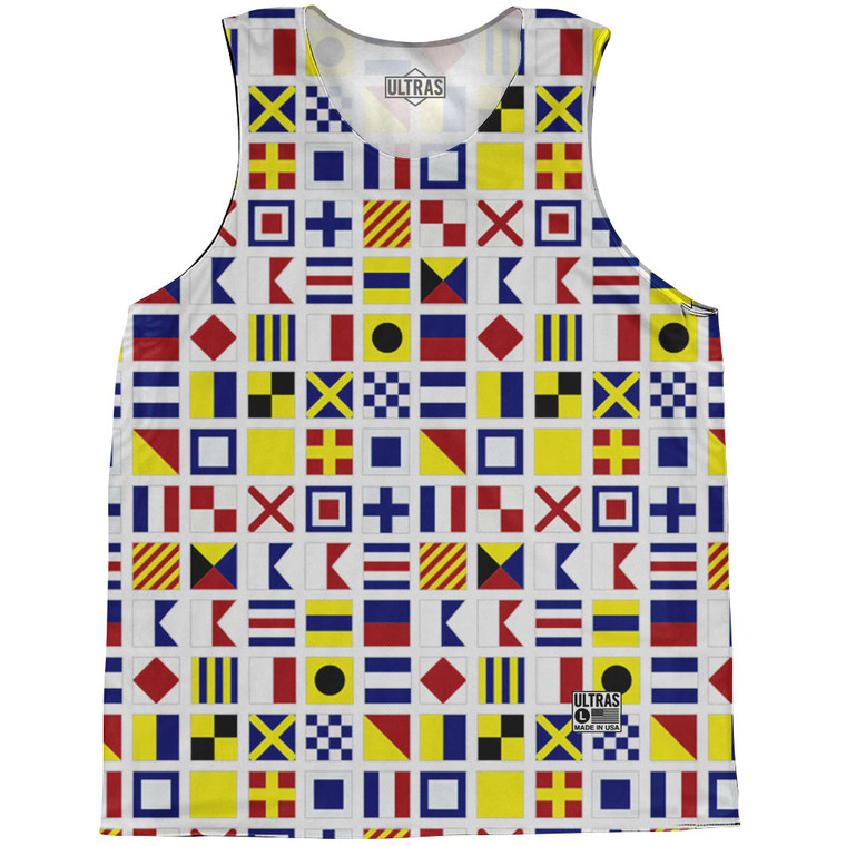 Sailing Nautical Flags Basketball Singlets - White