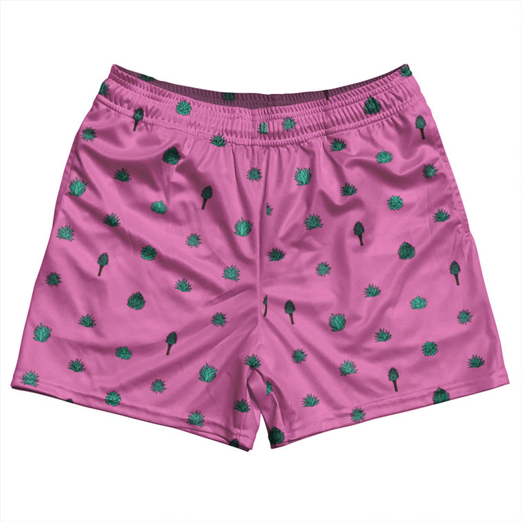 Tequilla Pattern Rugby Shorts Made In USA - Hot Pink