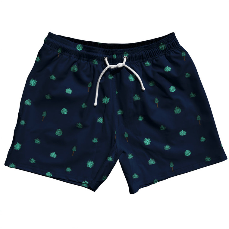 Tequilla Pattern 5" Swim Shorts Made in USA - Navy Blue