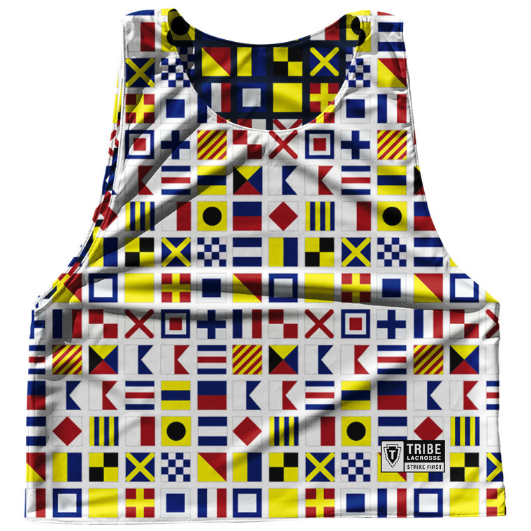 Sailing Nautical Flags Reversible Lacrosse Pinnie Made In USA - White