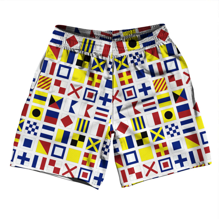 Nautical Sailing Flags Soccer Shorts Made In USA - White