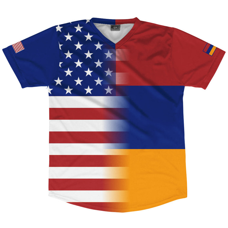 American Flag And Armenia Flag Combination Soccer Jersey Made In USA