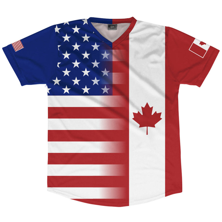 American Flag And Canada Flag Combination Soccer Jersey Made In USA