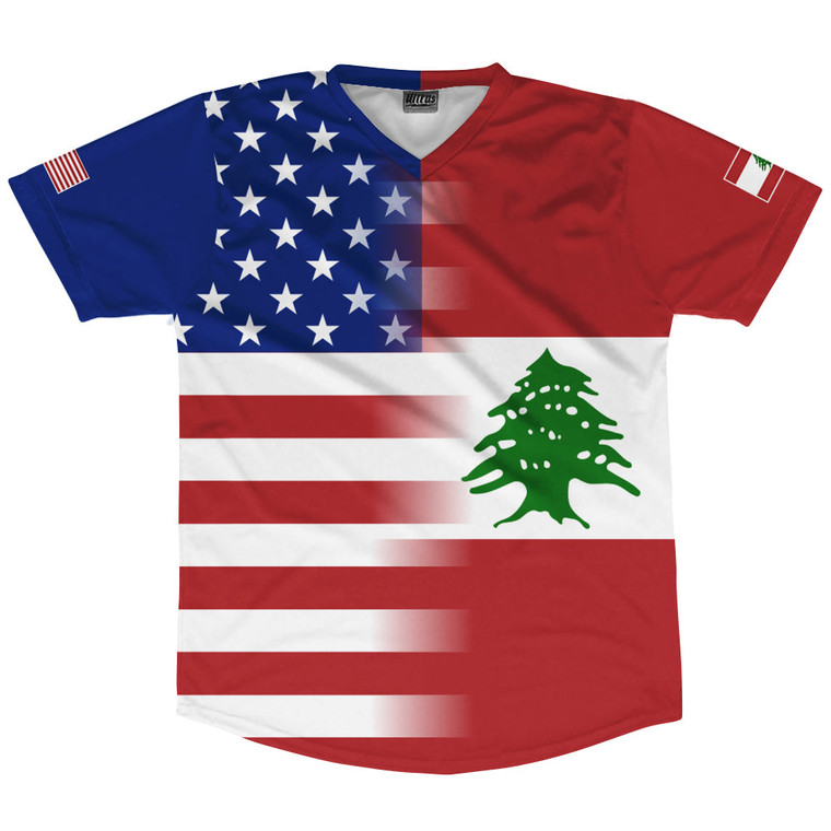 American Flag And Lebanon Flag Combination Soccer Jersey Made In USA