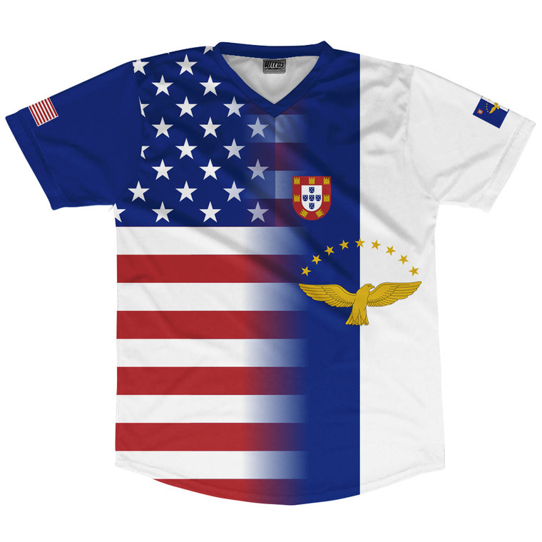 American Flag And Azores Flag Combination Soccer Jersey Made In USA