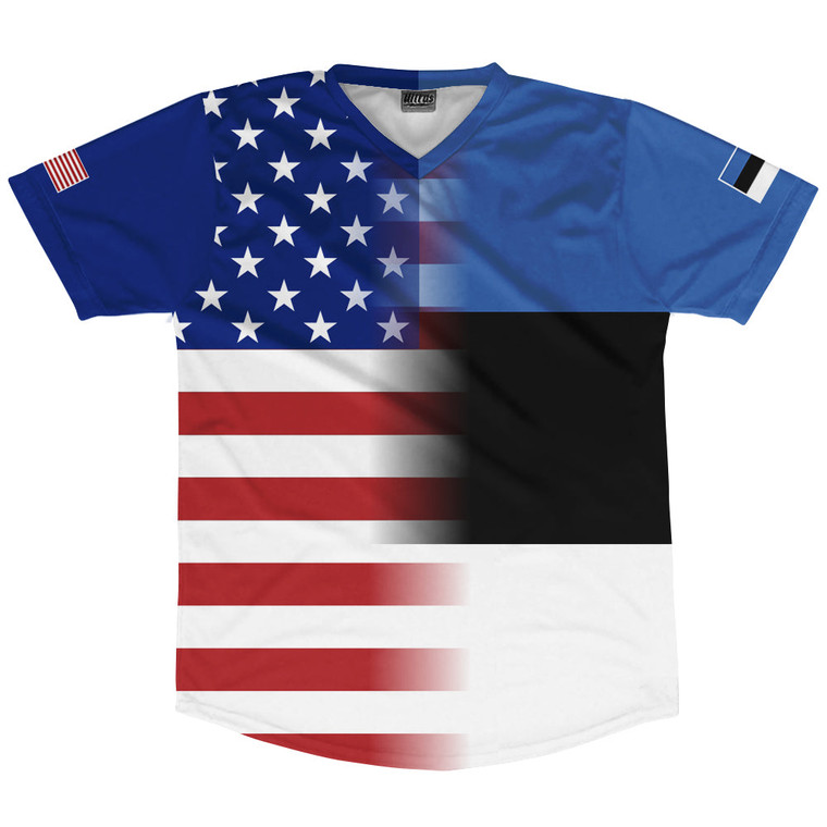 American Flag And Estonia Flag Combination Soccer Jersey Made In USA