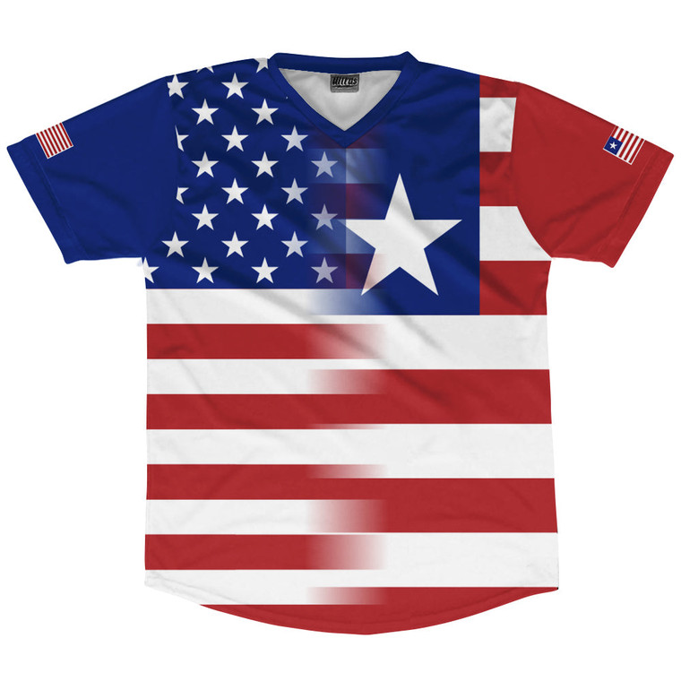 American Flag And Liberia Flag Combination Soccer Jersey Made In USA