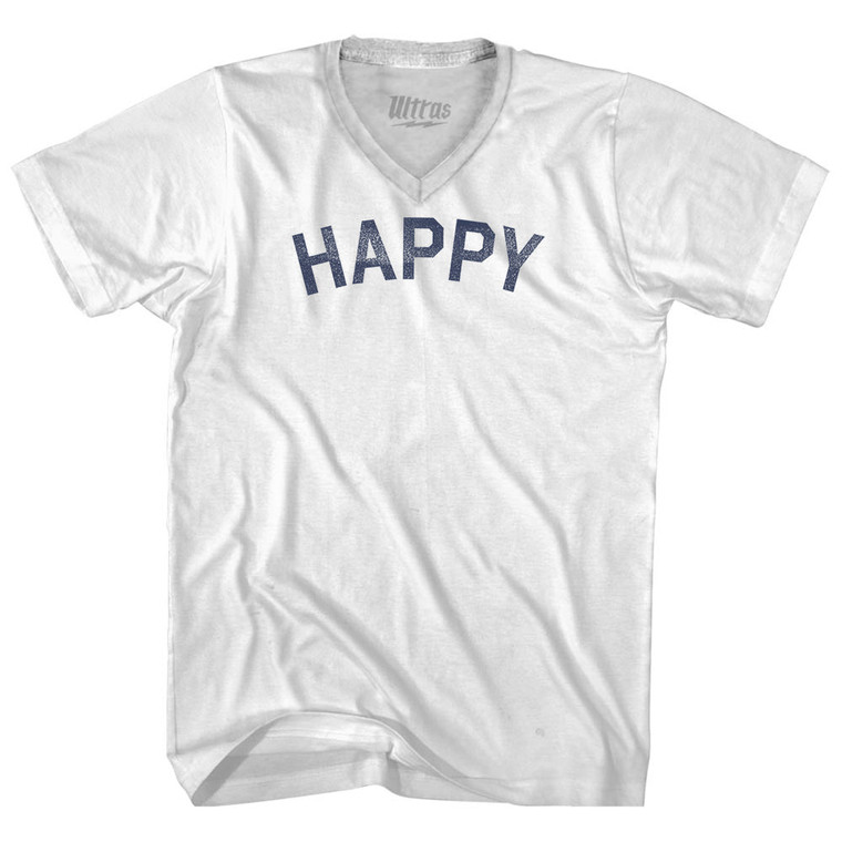 Happy Adult Tri-Blend V-neck T-shirt - White