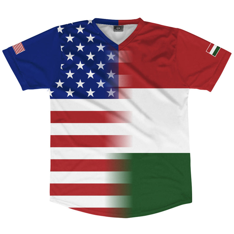 American Flag And Hungary Flag Combination Soccer Jersey Made In USA