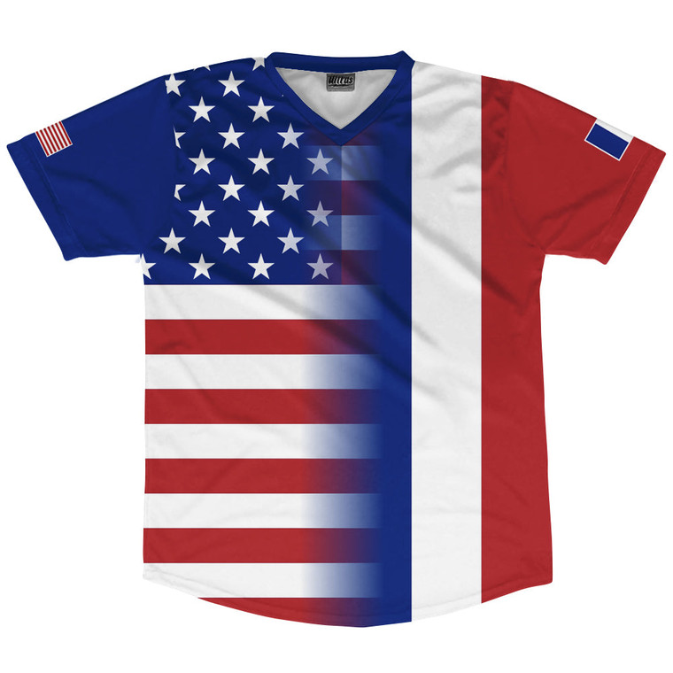 American Flag And France Flag Combination Soccer Jersey Made In USA