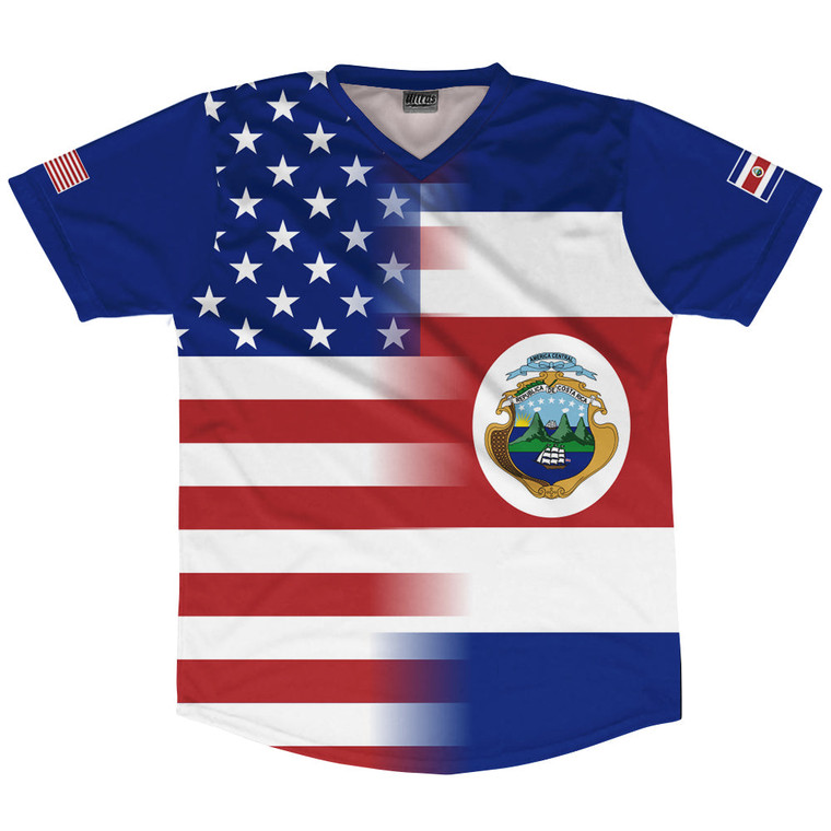 American Flag And Costa Rica Flag Combination Soccer Jersey Made In USA