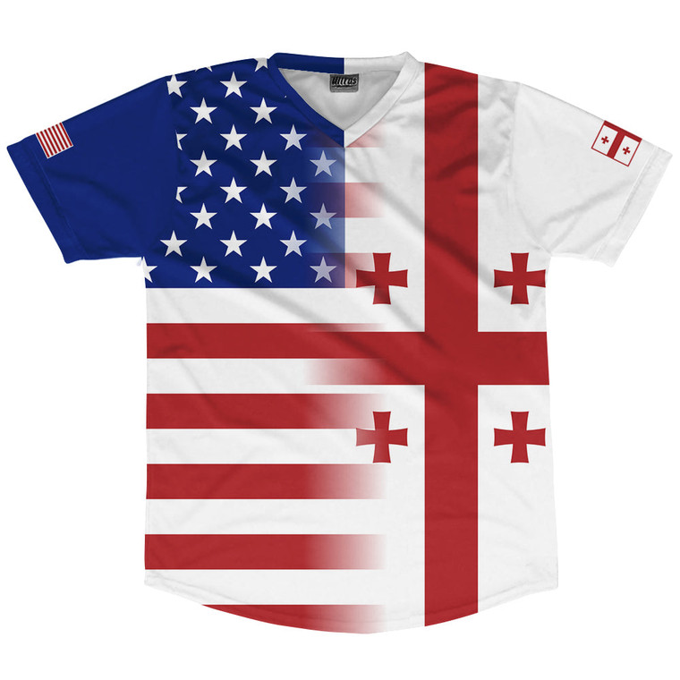 American Flag And Georgia Flag Combination Soccer Jersey Made In USA