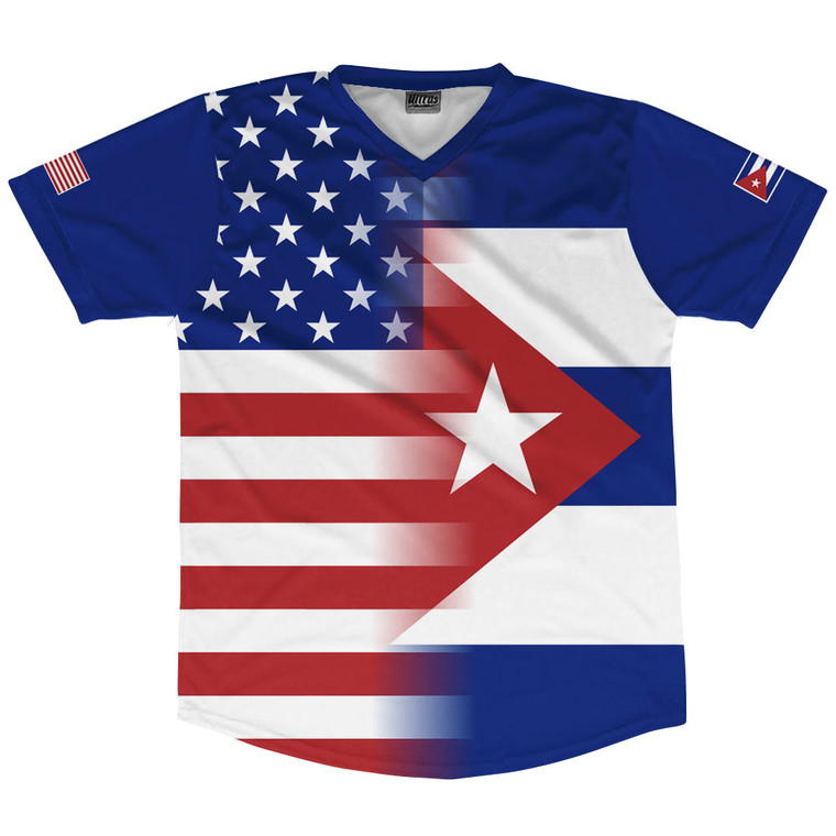 American Flag And Cuba Flag Combination Soccer Jersey Made In USA