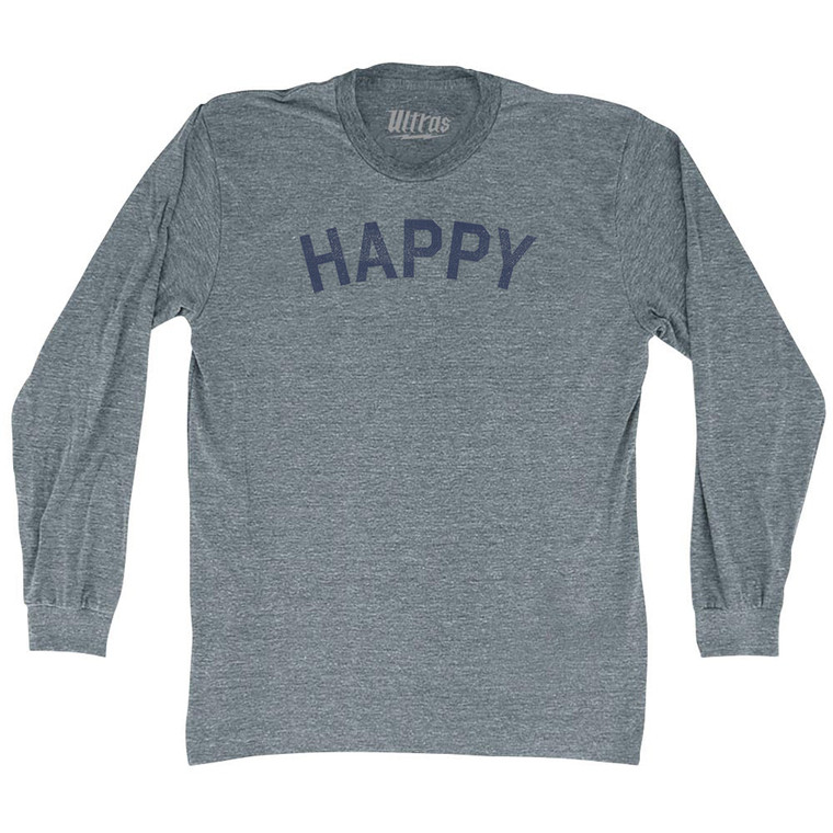 Happy Adult Tri-Blend Long Sleeve T-shirt - Athletic Grey