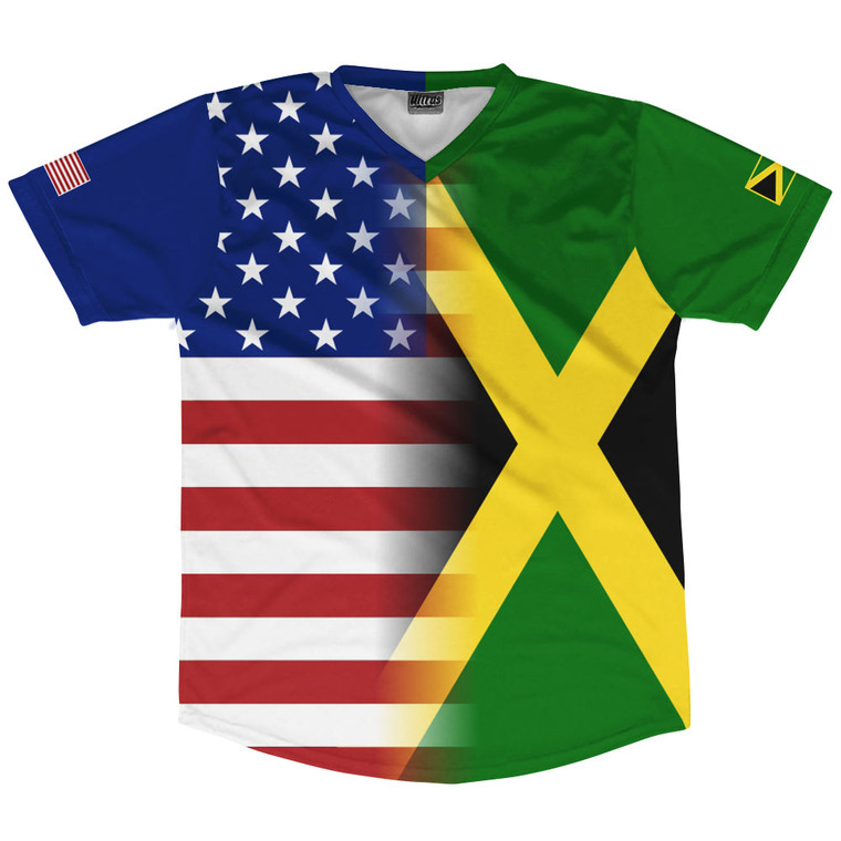 American Flag And Jamaica Flag Combination Soccer Jersey Made In USA