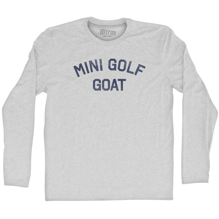 Mini Golf Goat Adult Cotton Long Sleeve T-shirt - Grey Heather