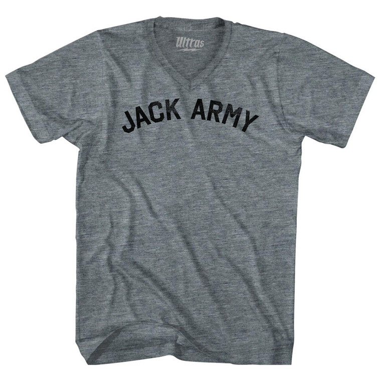 Jack Army Adult Tri-Blend V-neck T-shirt - Athletic Grey