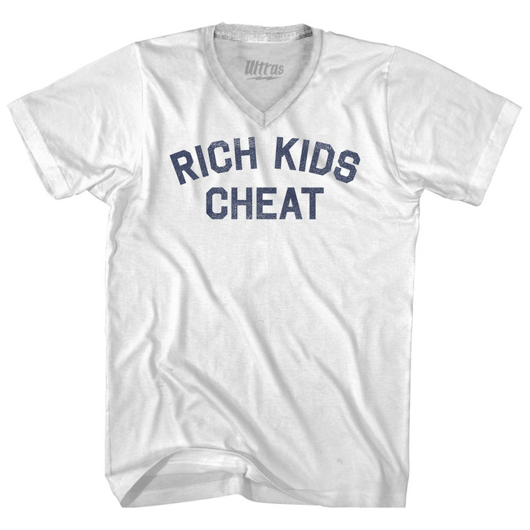 Rich Kids Cheat Adult Tri-Blend V-neck T-shirt - White