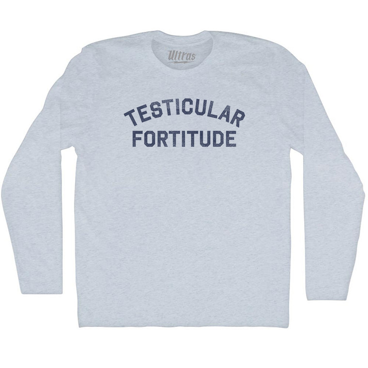 Testicular Fortitude Adult Tri-Blend Long Sleeve T-shirt - Athletic White Testicular Fortitude Adult Tri-Blend Long Sleeve T-shirt - Athletic White