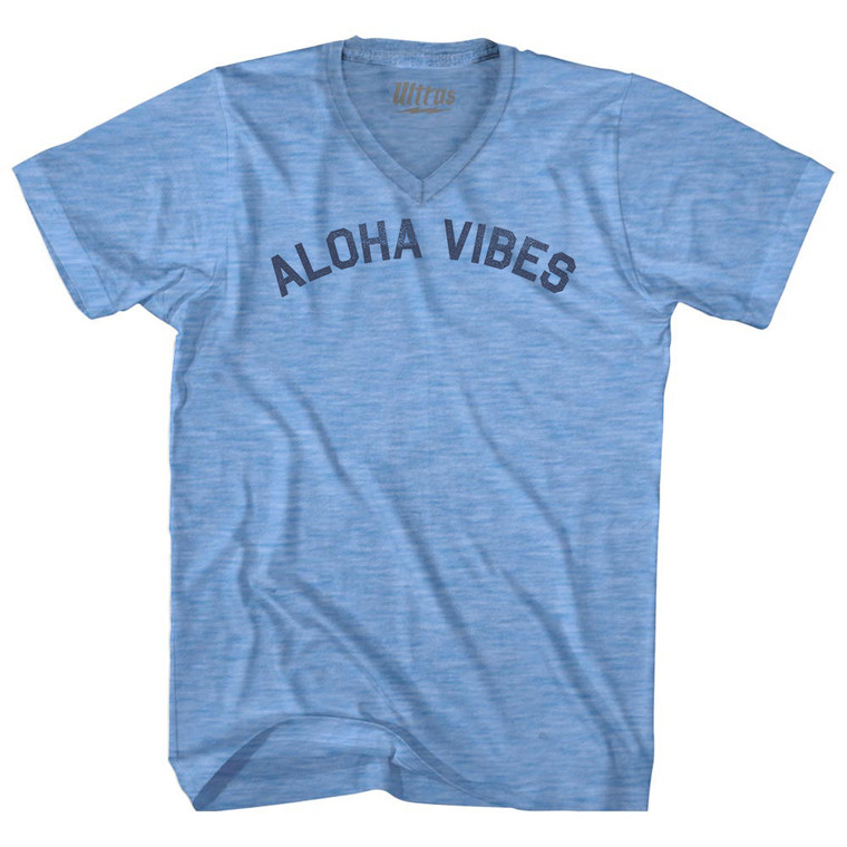 Aloha Vibes Adult Tri-Blend V-neck T-shirt - Athletic Blue