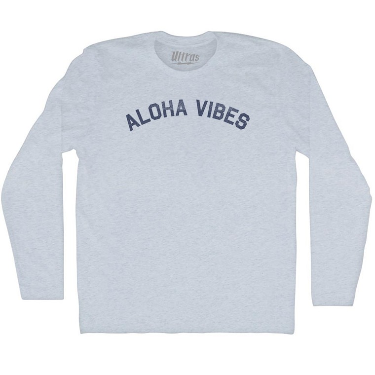 Aloha Vibes Adult Tri-Blend Long Sleeve T-shirt - Athletic White