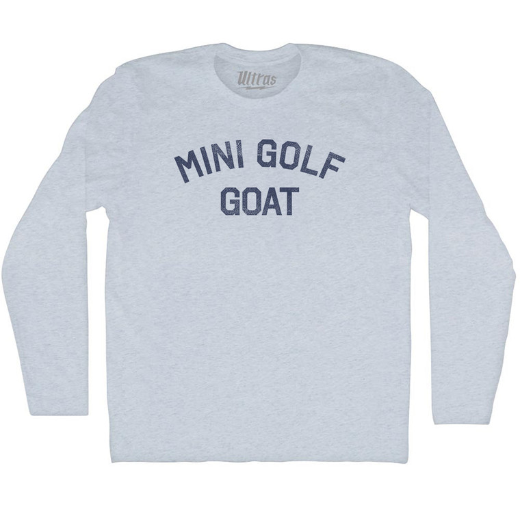 Mini Golf Goat Adult Tri-Blend Long Sleeve T-shirt - Athletic White