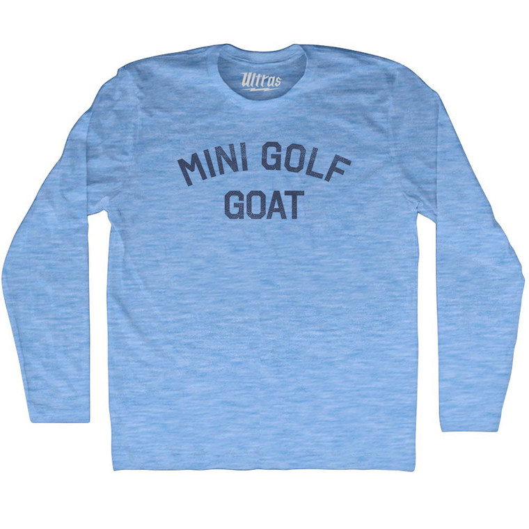 Mini Golf Goat Adult Tri-Blend Long Sleeve T-shirt - Athletic Blue