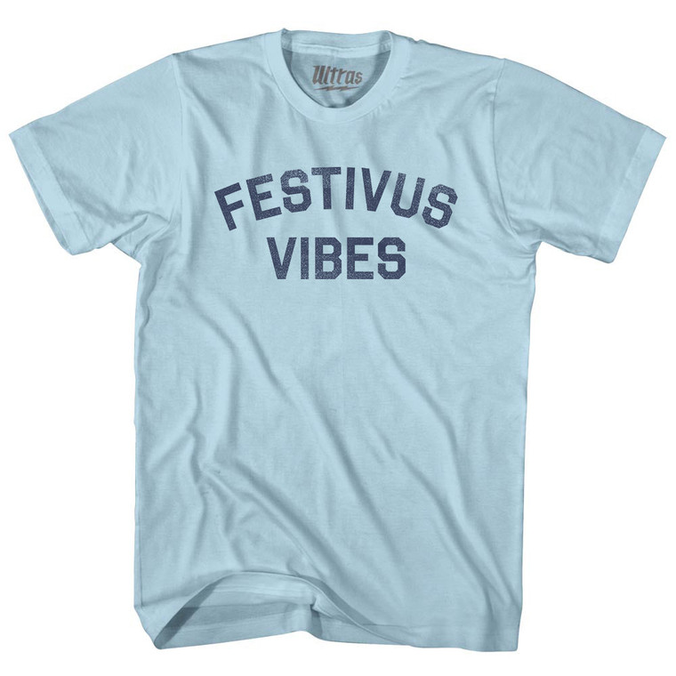 Festivus Vibes Adult Cotton T-shirt - Light Blue