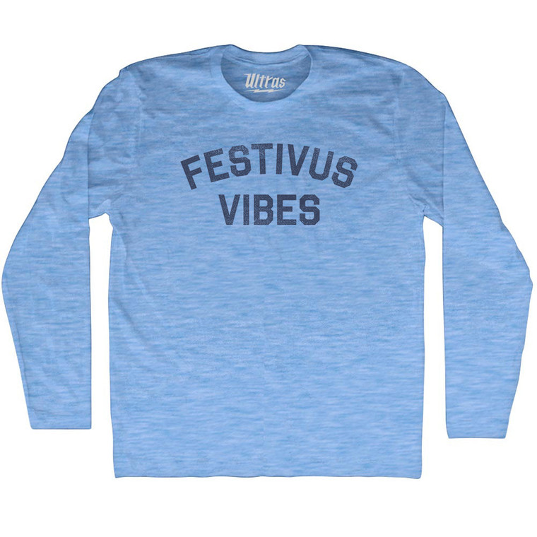 Festivus Vibes Adult Tri-Blend Long Sleeve T-shirt - Athletic Blue