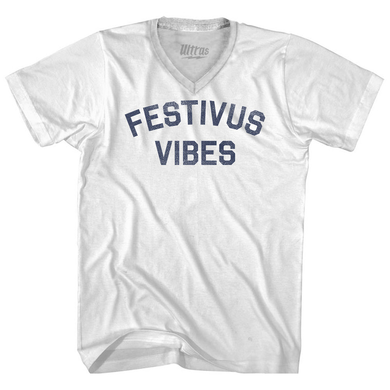 Festivus Vibes Adult Tri-Blend V-neck T-shirt - White