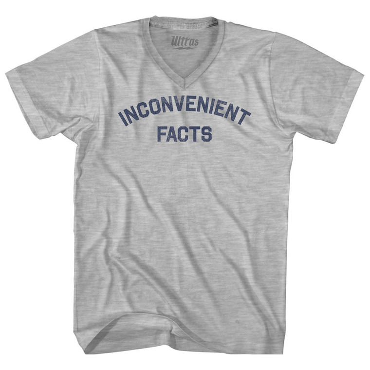 Inconvenient Facts Adult Cotton V-neck T-shirt - Grey Heather
