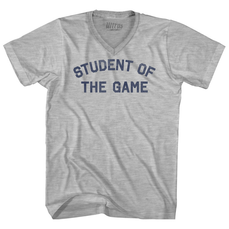 Student Of The Game Adult Cotton V-neck T-shirt - Grey Heather