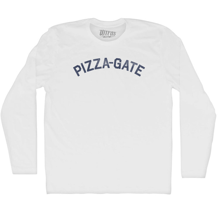 Pizza-Gate Adult Cotton Long Sleeve T-shirt - White